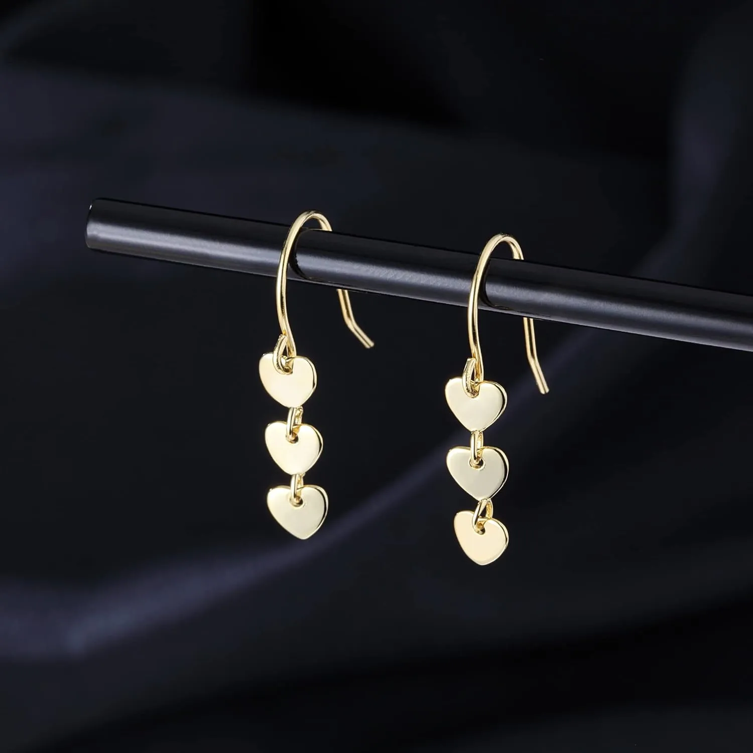 Reffeer Solid 925 Sterling Silver Love Heart Drop Earrings for Women Teens Sweet Heart Dangle Earrings Hook Earrings