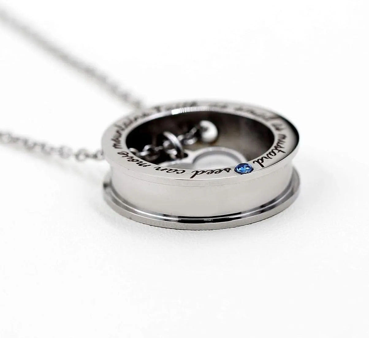 Religious Round Ring Necklace Engraved Faith As Small As A Mustard Seed Can Move Mountains