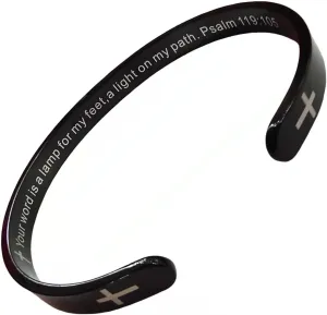 RENYILIN Religious prayer bracelet Christian cross cuff Baptism faith Biblical scripture inspired cuff jewelry
