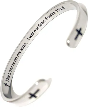 RENYILIN Religious prayer bracelet Christian inspirational quotes Cross Cuff bracelet Baptismal Faith Bible verses inspired cuff jewelry
