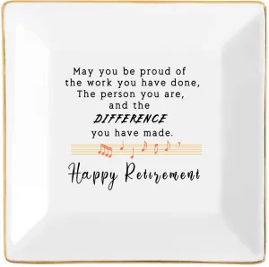 Retirement Gifts for Women 2022 Teacher Happy Retirement Decorations Party Appreciation Gift Female Nurse Friend Mom Coworker Boss Plaque Best Funny Jewelry Dish Personalized Trinket Tray Ring Plates