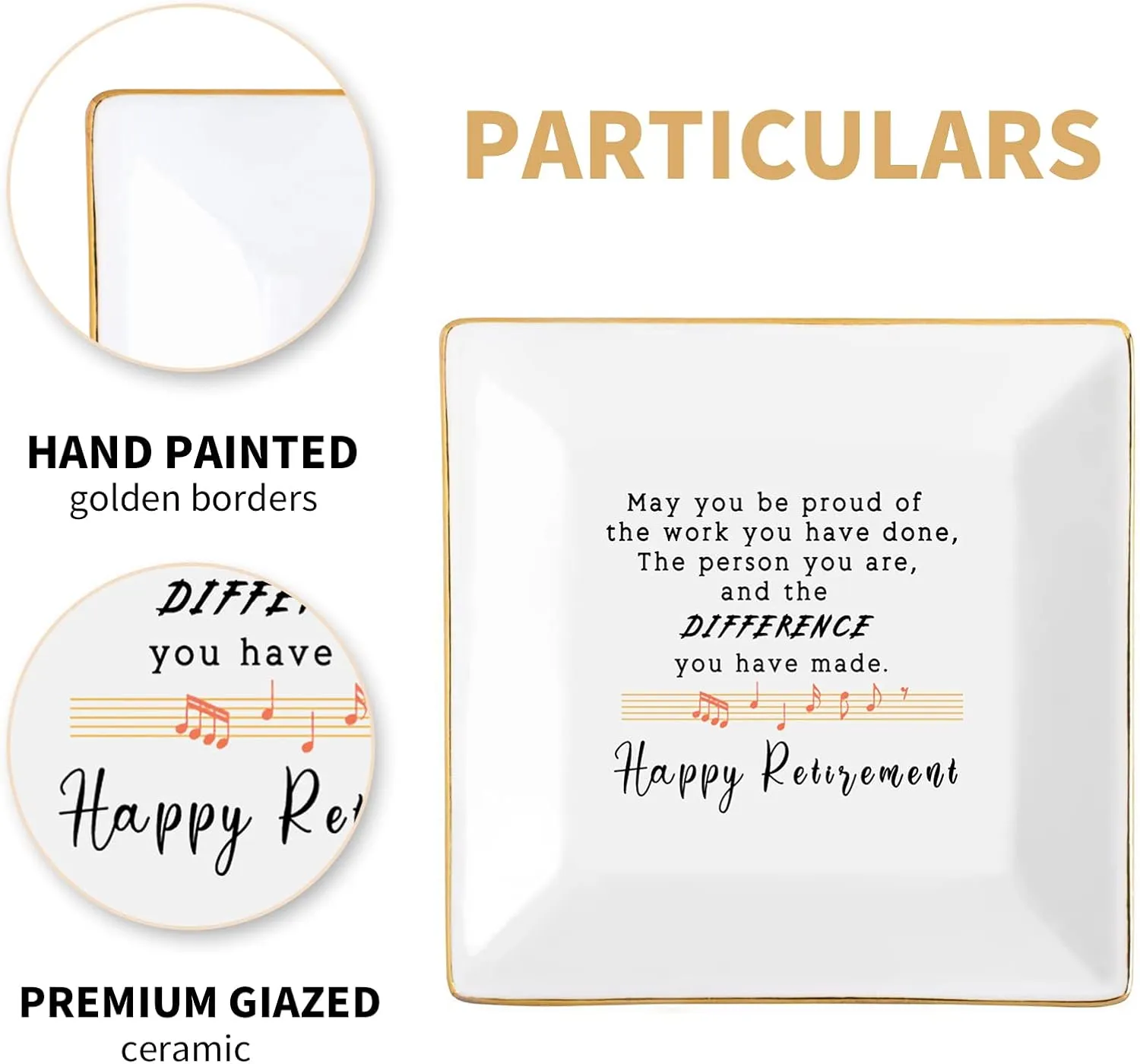 Retirement Gifts for Women 2022 Teacher Happy Retirement Decorations Party Appreciation Gift Female Nurse Friend Mom Coworker Boss Plaque Best Funny Jewelry Dish Personalized Trinket Tray Ring Plates