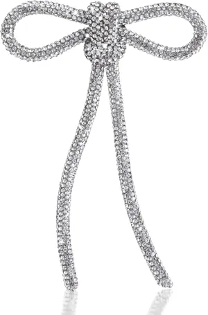 Rhinestone Bow Brooch Pin for Women, Vinage Sparkly Bow Brooch Long Tassel Lapel Pins Vinage Sparkly Crystal Bowknot Corsage for Clothes Accessories Wedding Party Jewelry
