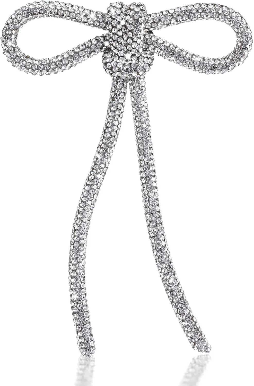 Rhinestone Bow Brooch Pin for Women, Vinage Sparkly Bow Brooch Long Tassel Lapel Pins Vinage Sparkly Crystal Bowknot Corsage for Clothes Accessories Wedding Party Jewelry