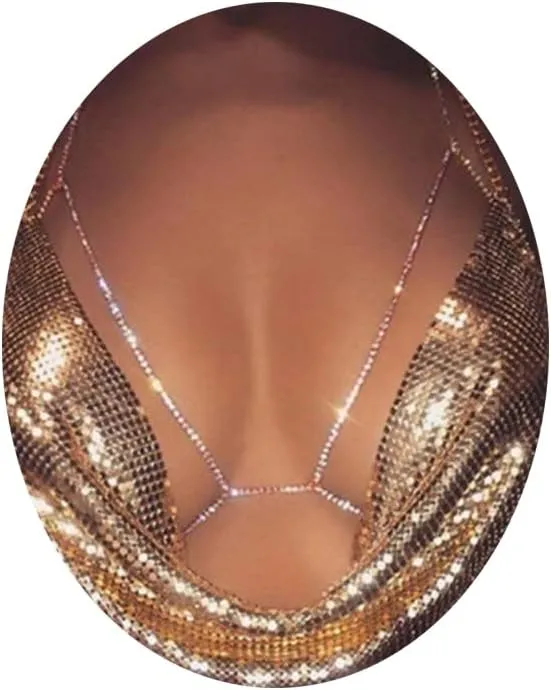 Rhinestone Bra Body Chain Jewelry Sexy Bikini Body Chains Sparkly Crystal Chest Bra Chain Body Jewelry Accessories for Women