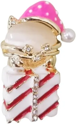 Rhinestone Dog Cat Animal Brooch Pin for Women Girls Gold Plated Fashion Red Green Crystal Deer Xmas Statement Brooches Lapel Pins Cute Dress Accessories Christmas Festival Holiday Ornament Jewelry Gift for Daughter (Kitten)