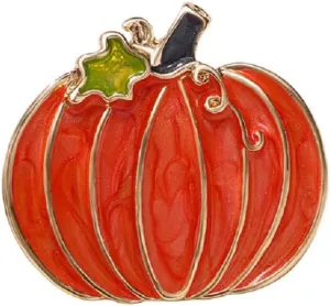 Rhinestone Fall Holiday Pumpkin Brooch Pin for Women Men Unisex Gold Plated Fashion Dainty Enamel Crystal Fruit Leaf Brooches Lapel Pins Dress Accessories Halloween Party Jewelry