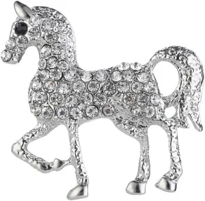 Rhinestone Horse Animal Brooch Pin for Women Girls Men Silver Plated Fashion Crystal Pony Brooches Lapel Pins Cute Dress Accessories Holiday Party Race Jewelry Unisex Gift