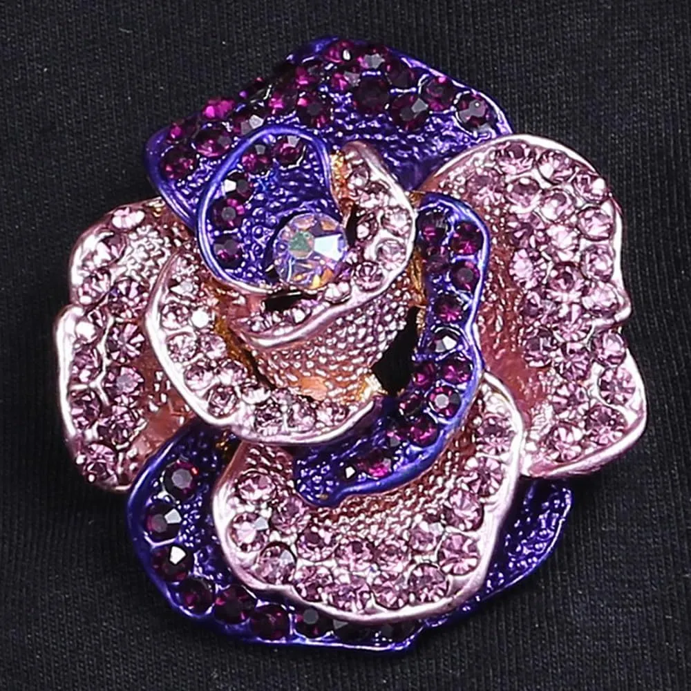 Rhinestone Rose Brooch Pin for Women Girls Fashion Crystal Big Blossom Flower Brooch Lapel Pins Elegant Dress Accessories Jewelry Boutonniere Corsage for Hat Bag Suit Tie Gift Wedding Holiday
