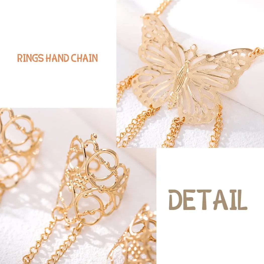 Rings Hand Chain Tassel Ring Bracelet Nails Tip Claw Hand Chains Gothic Ancient Queen Bracelet for Women