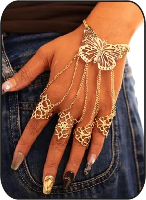 Rings Hand Chain Tassel Ring Bracelet Nails Tip Claw Hand Chains Gothic Ancient Queen Bracelet for Women