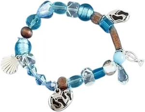 Roman Inc. Footprints Beaded Bracelet - Large - 7-7 1/2"