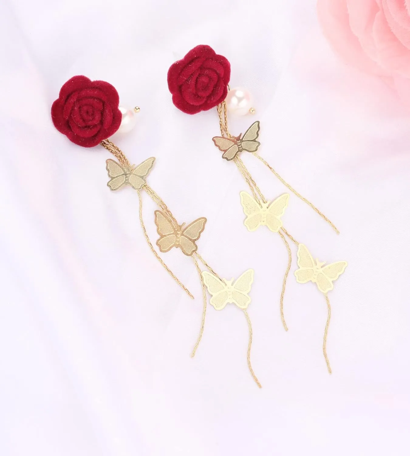 Rose Flower Earrings for Women, Fashion and Romantic Vintage Rose Pendant Earrings Precious Dainty Jewelry Gift for Women Girls Mother Wife Sister Daughte