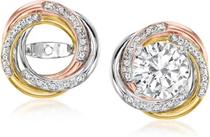 Ross-Simons 0.10 ct. t.w. Diamond Swirl Earring Jackets in Tri-Colored Sterling Silver