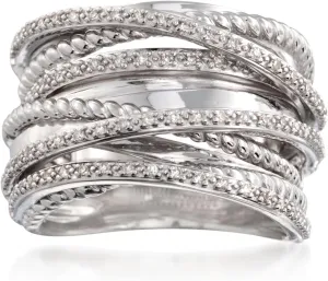 Ross-Simons 0.25 ct. t.w. Diamond Highway Ring in Sterling Silver. Size 9