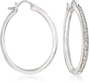 Ross-Simons 0.25 ct. t.w. Diamond Hoop Earrings in Sterling Silver