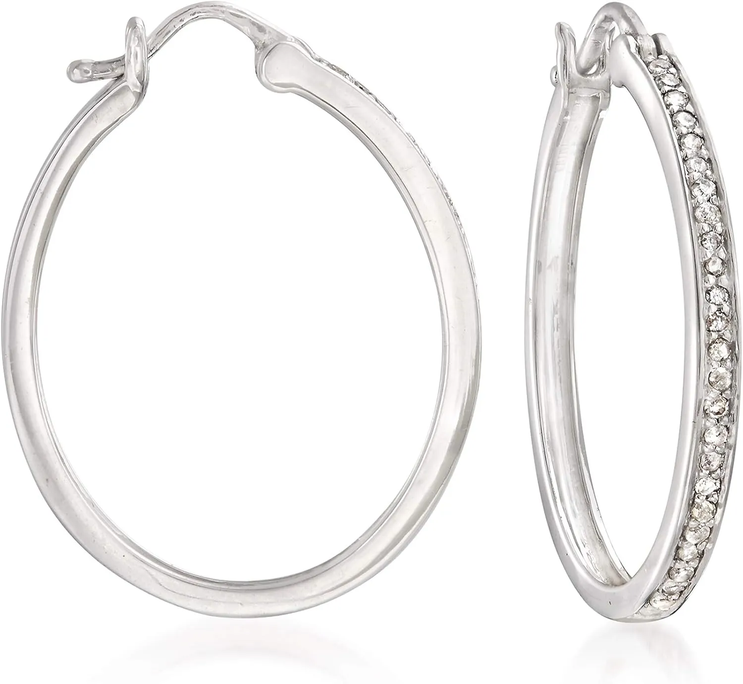 Ross-Simons 0.25 ct. t.w. Diamond Hoop Earrings in Sterling Silver