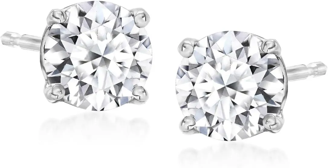 Ross-Simons 1.00 ct. t.w. Lab-Grown Diamond Stud Earrings in Sterling Silver