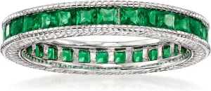 Ross-Simons 1.40 ct. t.w. Simulated Emerald Eternity Band in Sterling Silver