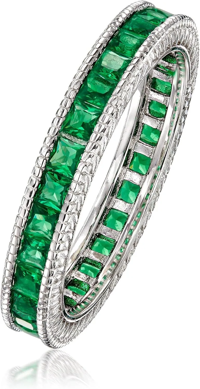 Ross-Simons 1.40 ct. t.w. Simulated Emerald Eternity Band in Sterling Silver