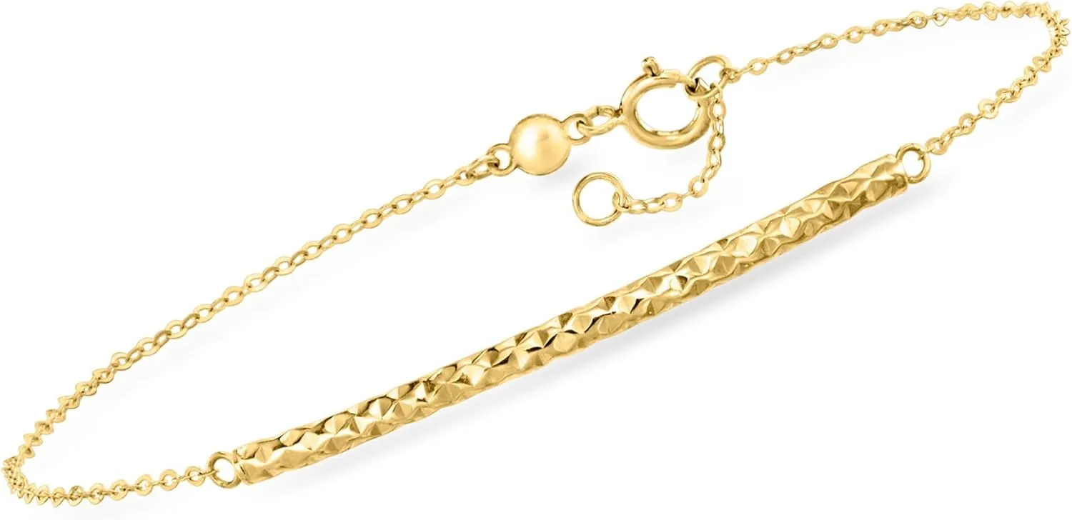 Ross-Simons Italian 14kt Yellow Gold Curved Bar Bracelet