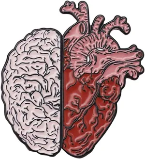 ROSTIVO 2 in 1 Enamel Pins for Backpacks Novelty Aesthetic Lapel Brooches Pin for Jackets Brain and Heart Shaped Pins for Men and Women