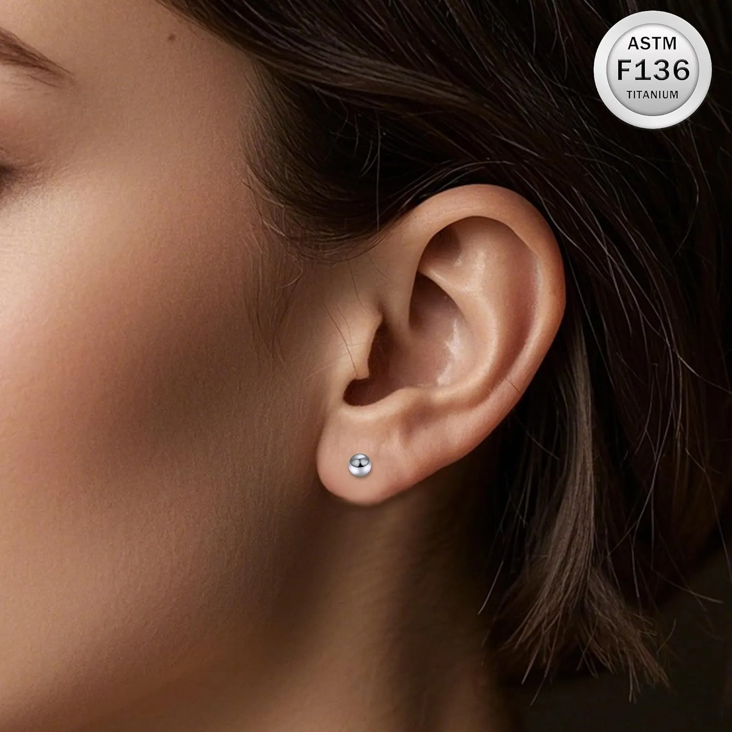 Ruifan 20G 18G 16G Titanium Earrings Studs Set for Sensitive Ears Hypoallergenic Piercing Jewelry Internally Threaded Cartilage Conch Helix Rook Tragus Earring Hoop Eyebrow For Women Men Ball 3-6mm