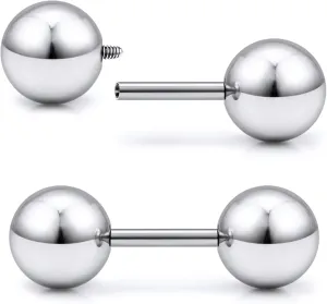 Ruifan 20G 18G 16G Titanium Earrings Studs Set for Sensitive Ears Hypoallergenic Piercing Jewelry Internally Threaded Cartilage Conch Helix Rook Tragus Earring Hoop Eyebrow For Women Men Ball 3-6mm