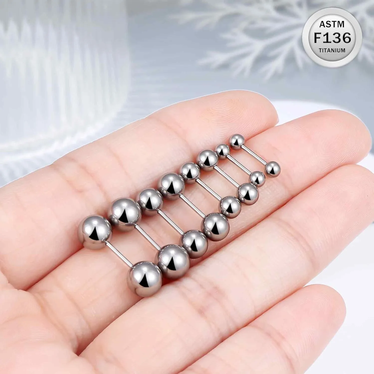 Ruifan 20G 18G 16G Titanium Earrings Studs Set for Sensitive Ears Hypoallergenic Piercing Jewelry Internally Threaded Cartilage Conch Helix Rook Tragus Earring Hoop Eyebrow For Women Men Ball 3-6mm