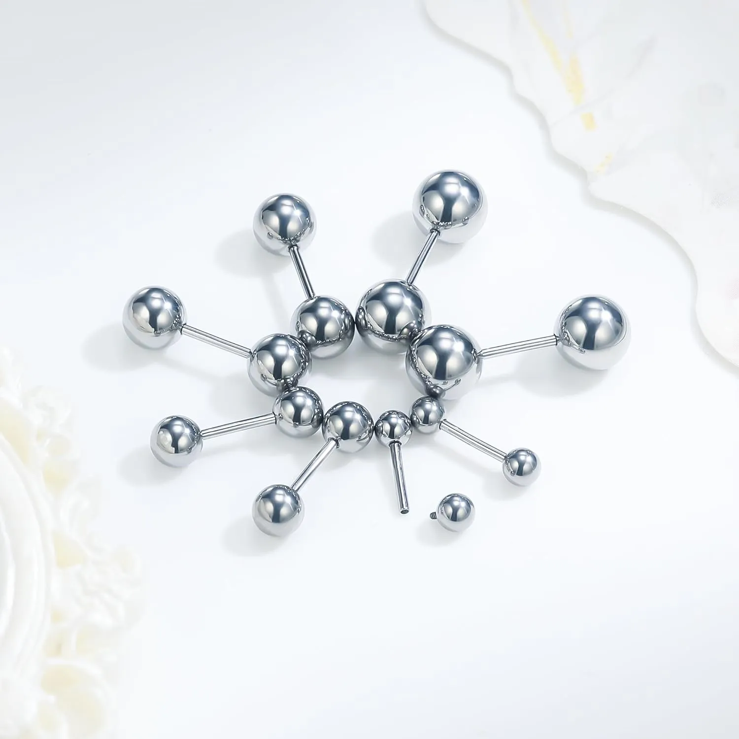 Ruifan 20G 18G 16G Titanium Earrings Studs Set for Sensitive Ears Hypoallergenic Piercing Jewelry Internally Threaded Cartilage Conch Helix Rook Tragus Earring Hoop Eyebrow For Women Men Ball 3-6mm