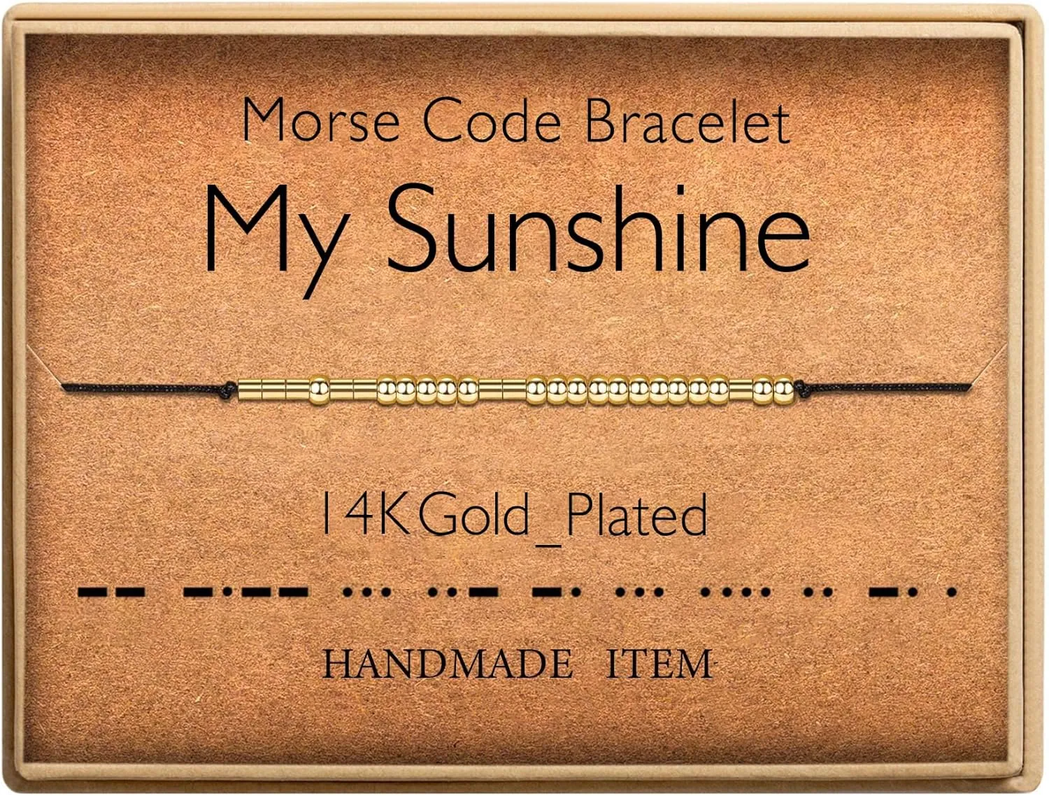 SANNYRA Adjustable Morse Code Bracelet, Secret Message Friendship Trendy Jewelry for Women, 14k Gold Plated Beads on Silk Cord Friendship Gift for Her