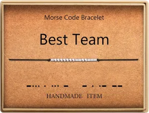 SANNYRA Adjustable Morse Code Bracelet, Secret Message Friendship Trendy Jewelry for Women, 14k Gold Plated Beads on Silk Cord Friendship Gift for Her