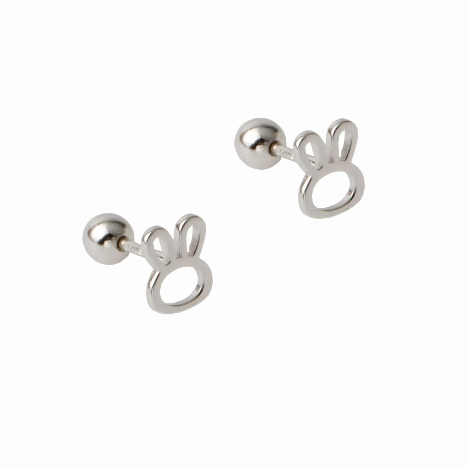 Screw Back 925 Sterling Silver Tiny Rabbit Earrings Studs