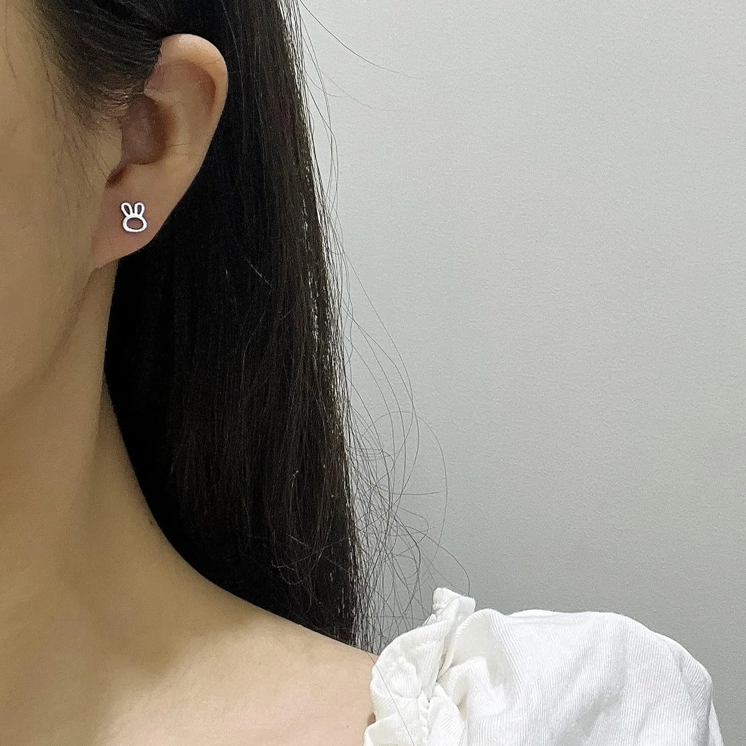 Screw Back 925 Sterling Silver Tiny Rabbit Earrings Studs