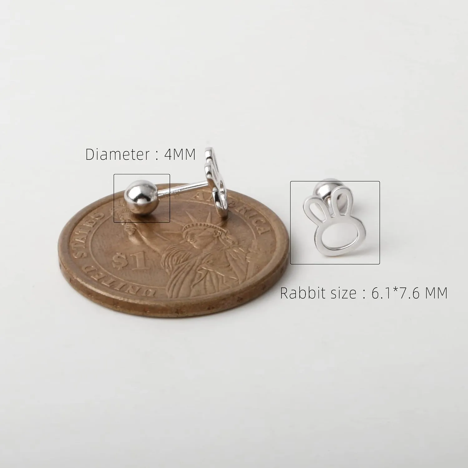 Screw Back 925 Sterling Silver Tiny Rabbit Earrings Studs