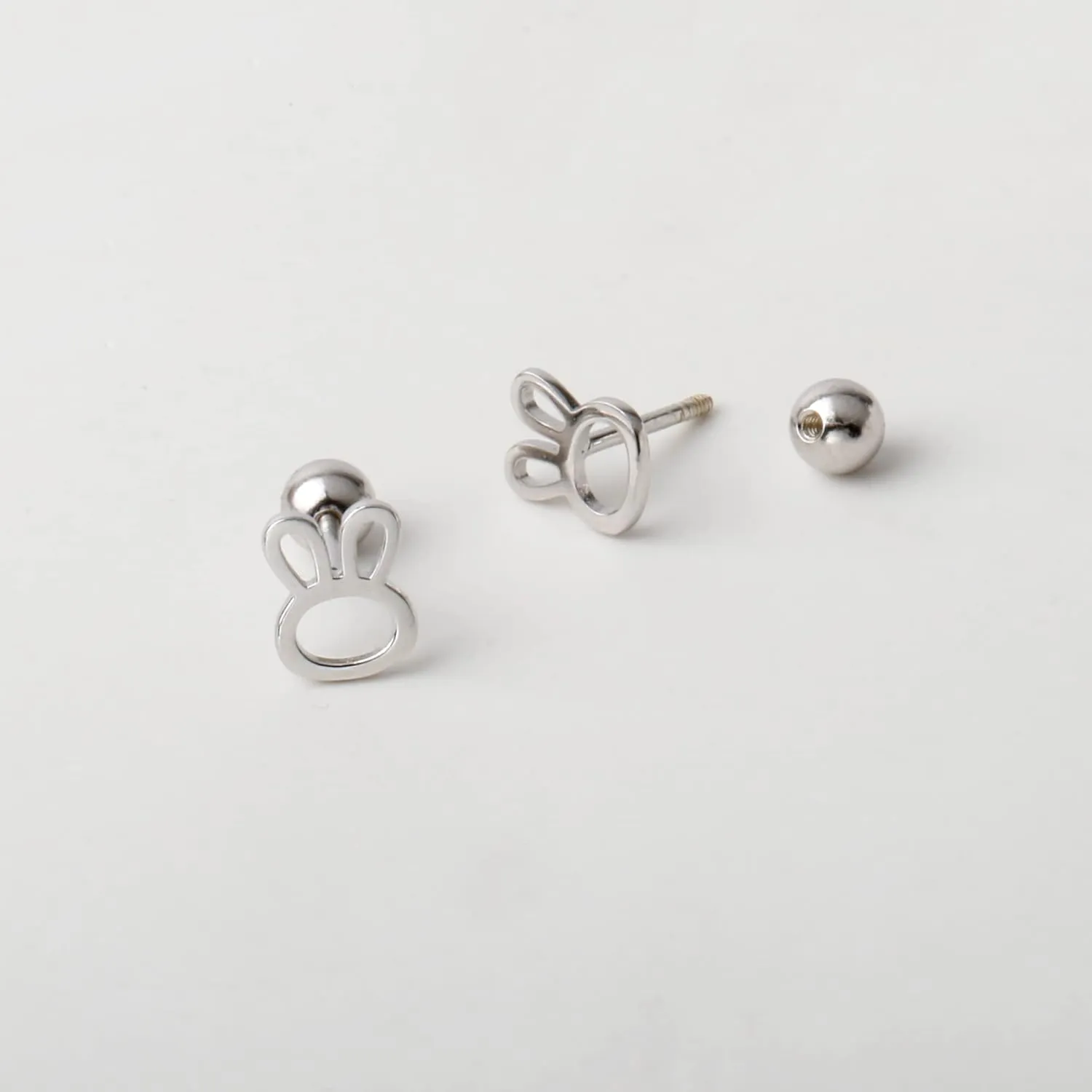 Screw Back 925 Sterling Silver Tiny Rabbit Earrings Studs