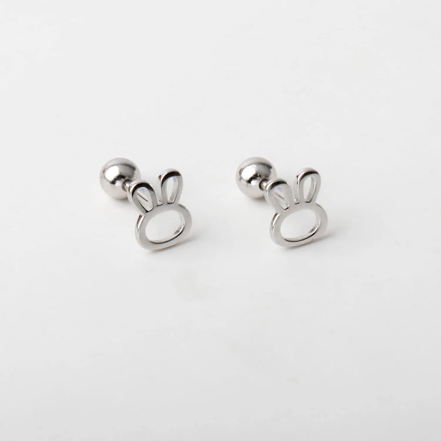 Screw Back 925 Sterling Silver Tiny Rabbit Earrings Studs