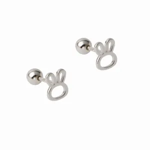 Screw Back 925 Sterling Silver Tiny Rabbit Earrings Studs