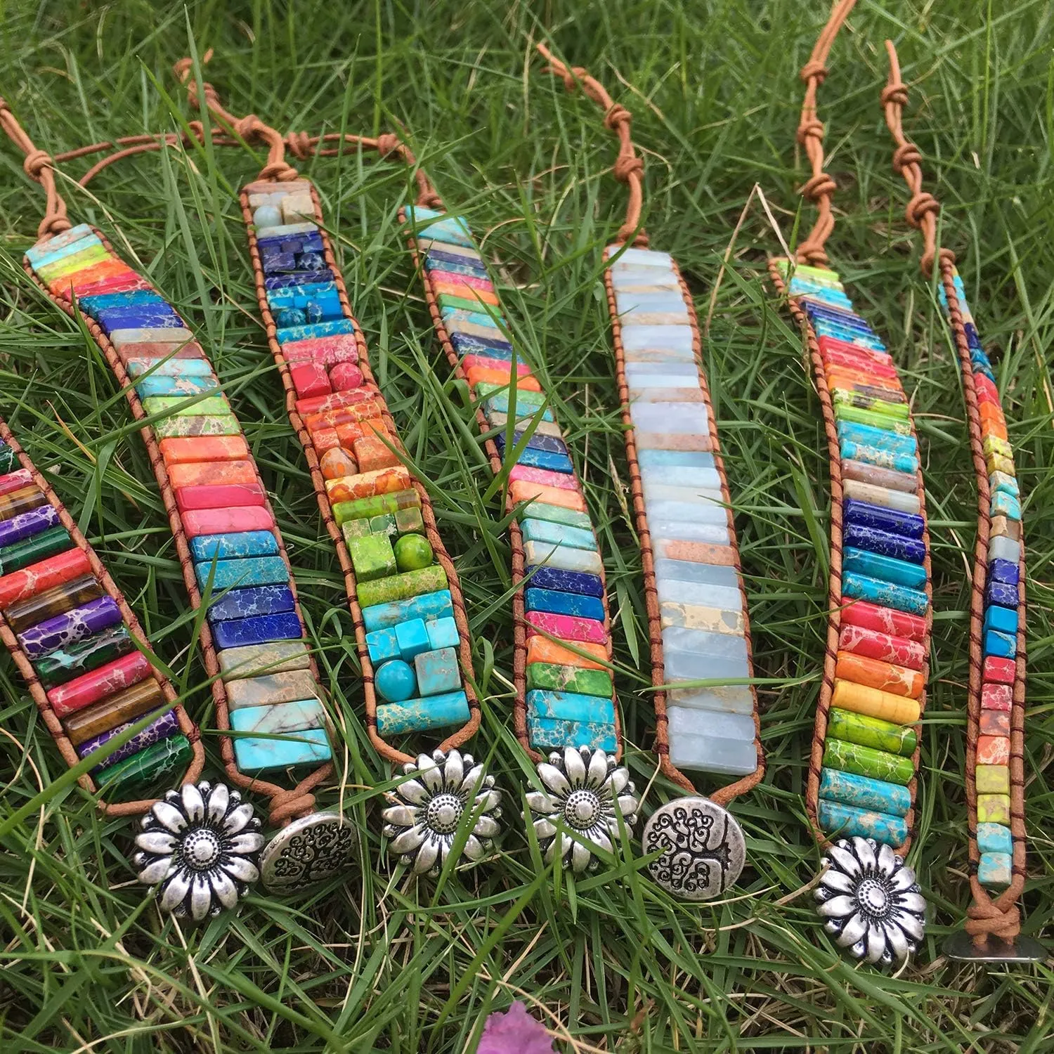 sedmart 7 Chakra Bracelets for Women with Real Stones Leather Wrap Healing Bead Bracelet Women Men Boho Friendship Jewelry