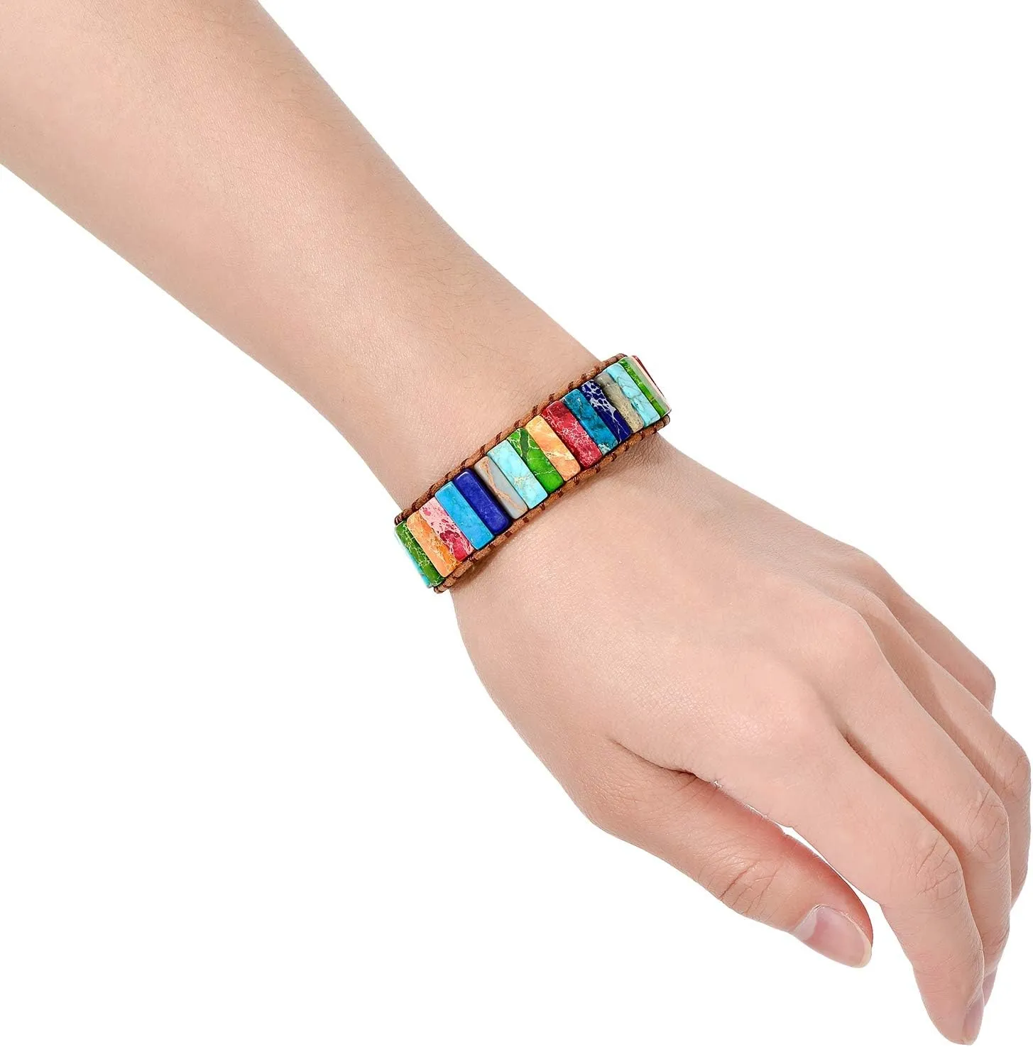 sedmart 7 Chakra Bracelets for Women with Real Stones Leather Wrap Healing Bead Bracelet Women Men Boho Friendship Jewelry