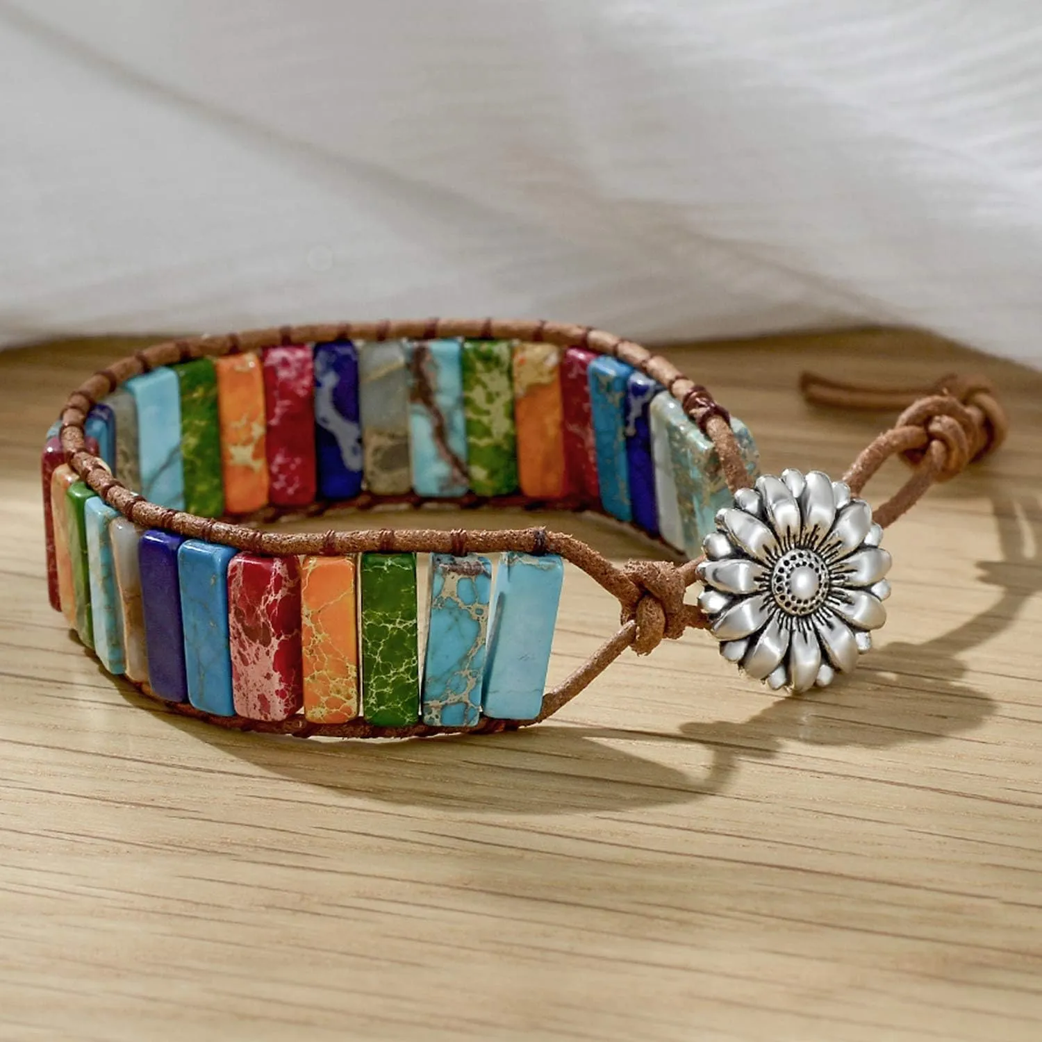 sedmart 7 Chakra Bracelets for Women with Real Stones Leather Wrap Healing Bead Bracelet Women Men Boho Friendship Jewelry