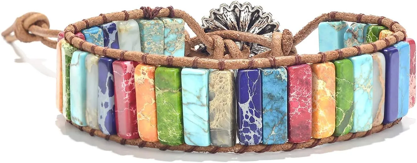 sedmart 7 Chakra Bracelets for Women with Real Stones Leather Wrap Healing Bead Bracelet Women Men Boho Friendship Jewelry
