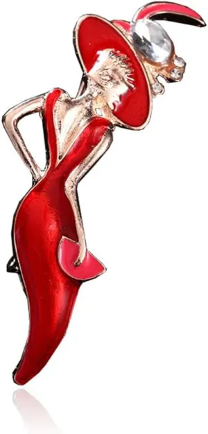 Sexy Cosmo Lady Brooch Pin for Women Fashion Crystal Brooches Lapel Pins Hat Bag Suit Dress Accessories Jewelry Dainty Gift for Best Friend Sorority Sisterhood Birthday Friendship Day