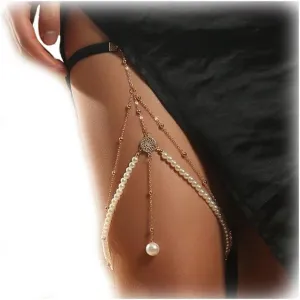 Sexy Leg Chain Jewelry for Women Girls Layered Thigh Chain Jewelry Pearl Body Chains Beach Jeweley Accessories