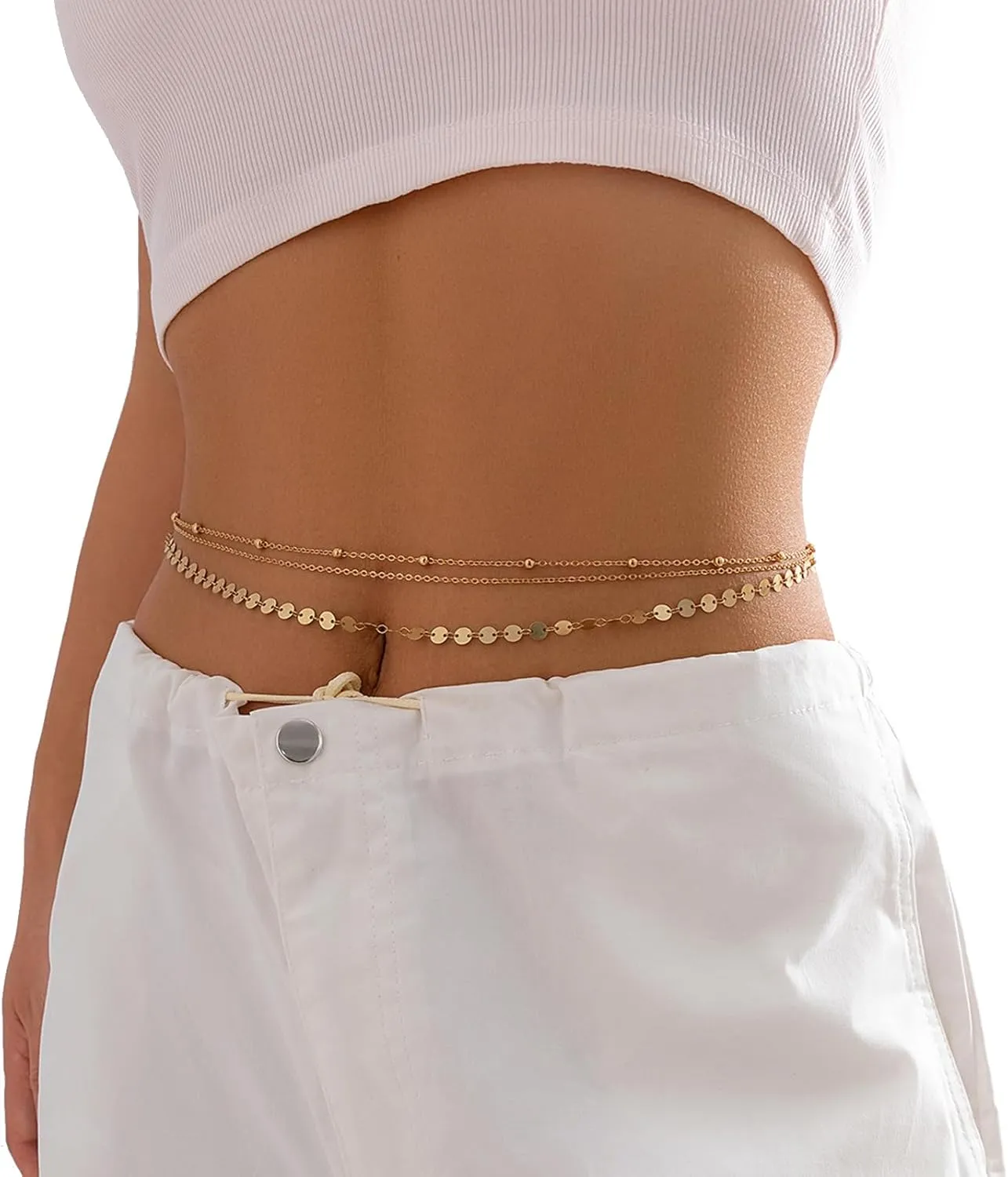 Sexy Simple Star Waist Chain Bikini Sequin Belly Chains Necklace Summer Beach Body Chain Metal Waist Body Jewelry for Women