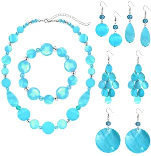 Shell Necklace and Bracelet Earrings Set for Women Boho Shell Choker Necklace Bracelet Waterfall Seashell Dangle Earrings Summer Beach Jewelry