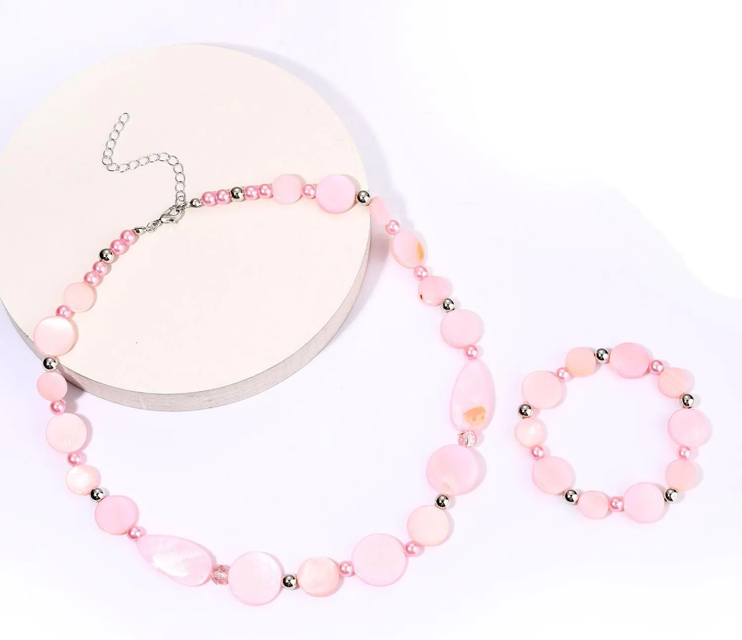 Shell Necklace and Bracelet Earrings Set for Women Boho Shell Choker Necklace Bracelet Waterfall Seashell Dangle Earrings Summer Beach Jewelry