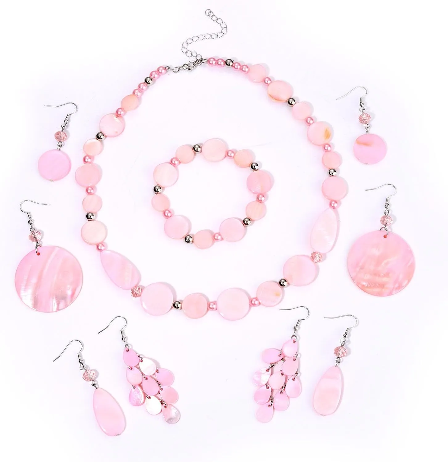 Shell Necklace and Bracelet Earrings Set for Women Boho Shell Choker Necklace Bracelet Waterfall Seashell Dangle Earrings Summer Beach Jewelry
