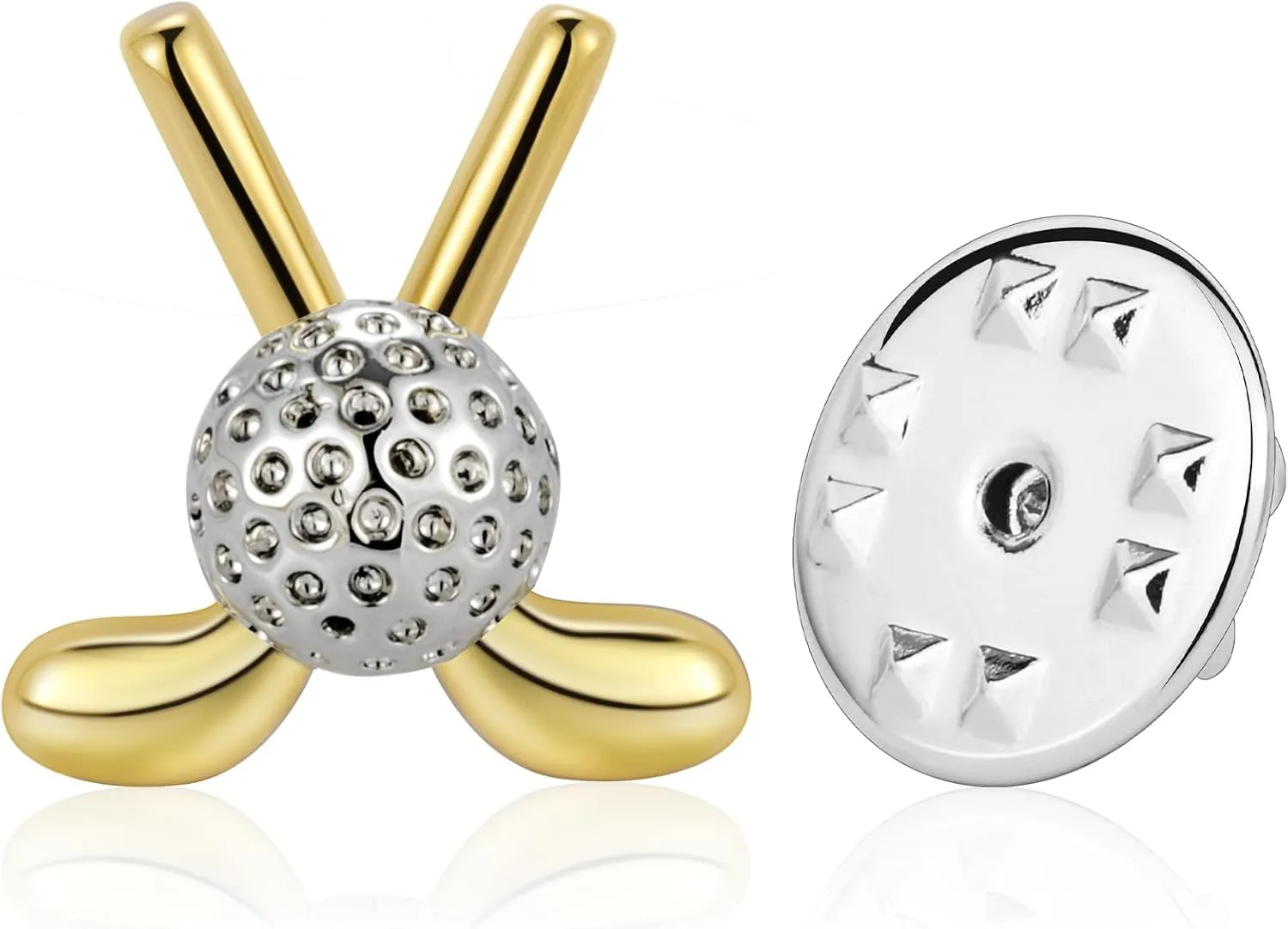 Silver and Gold Tone Golf Brooch for men suit with Gitf Box