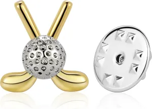 Silver and Gold Tone Golf Brooch for men suit with Gitf Box